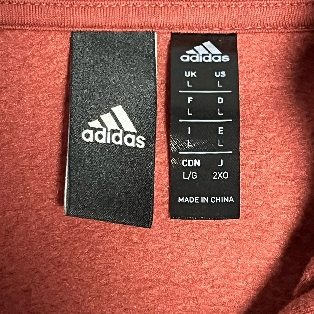 Adidas Men’s Large 1/4 Zip Red Camo Sweatshirt with Velvet Trim